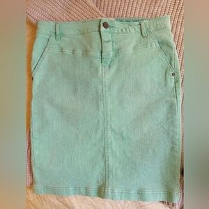 Holding Horses Anthropologie Mint Green Denim Skirt